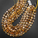 AAA Natural Golden Citrine Faceted Heart Beads 12mm Gemstone 15.5" Strand