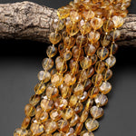 AAA Natural Golden Citrine Faceted Heart Beads 12mm Gemstone 15.5" Strand
