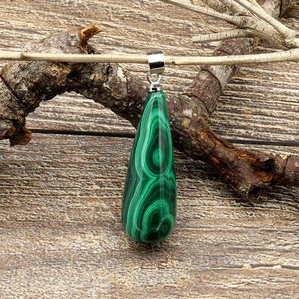 AAA Natural Malachite Pendant Long Teardrop Briolette Gemstone Jewelry A2