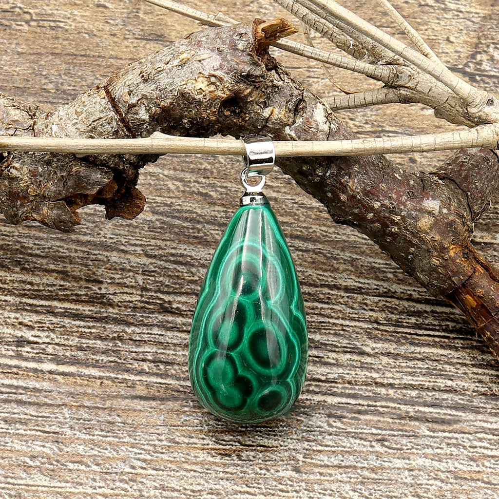 AAA Natural Malachite Pendant Puffy Teardrop Briolette 20mm Gemstone Jewelry A3