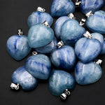 Natural Blue Kyanite Heart Pendant Gemstone Focal Bead