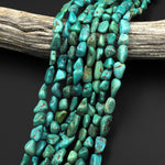 Genuine Natural Green Blue Turquoise Freeform Pebble Shape Beads Nuggets 15.5" Strand