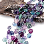 AAA Natural Blue Purple Green Fluorite Smooth Briolette Teardrop Beads 8mm 10mm Good for Earrings 8" Strand