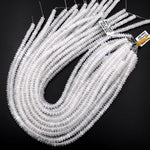 Natural White Agate Beads 6mm Smooth Rondelle Gemstone Beads 15.5" Strand