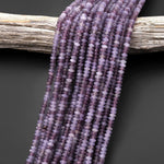 Natural Purple Lepidolite 4mm Smooth Rondelle Beads 15.5" Strand