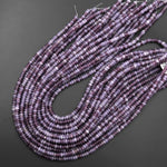 Natural Purple Lepidolite 4mm Smooth Rondelle Beads 15.5" Strand