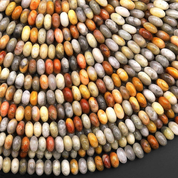 Natural Crazy Lace Agate 4mm Smooth Rondelle Beads 15.5" Strand