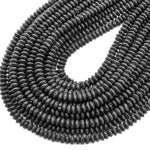 Natural Black Lava Thin Rondelle Saucer Beads 6mm 15.5" Strand