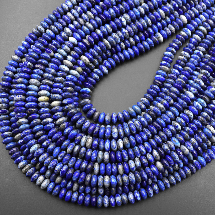 Natural Lapis Beads Smooth Thin Rondelle Saucer Beads 6mm 15.5" Strand