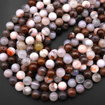 Rare Natural Cherry Agate 10mm Round Beads Translucent Dark Red Brown Agate 15.5" Strand