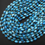 Flashy Natural Blue Apatite Faceted Drum Barrel Rice Beads 15.5" Strand