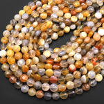 Faceted Natural Yellow Botswana Agate 6mm 8mm 10mm Coin Beads Gemstone 15.5" Strand