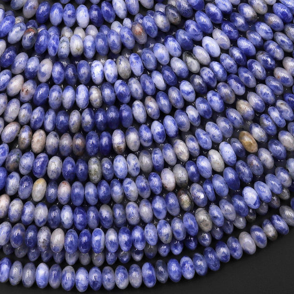 Natural Blue Sodalite Smooth Thin Rondelle Beads 4mm 15.5" Strand