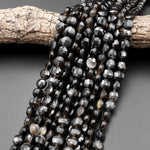 Faceted Natural Black Agate 10mm Coin Beads Gemstone 15.5" Strand