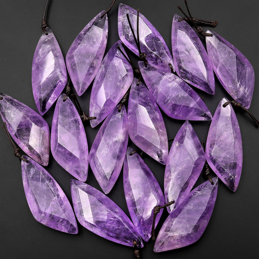 AAA Faceted Natural Lilac Purple Amethyst Pendant Abstract Butterfly Wing