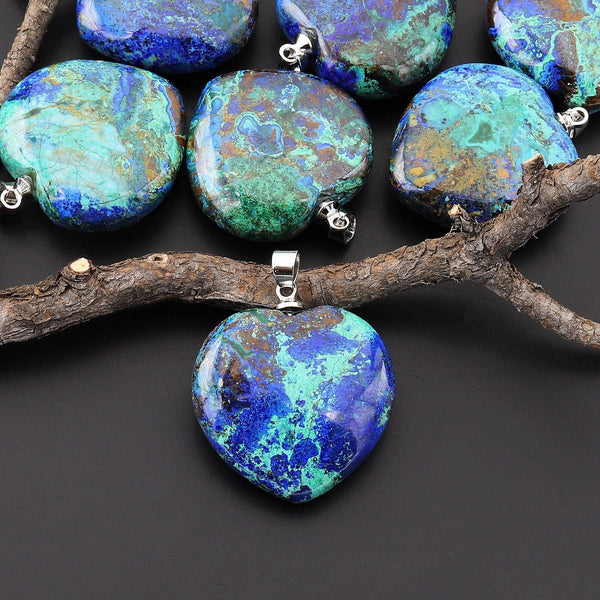 AAA Natural Shattuckite Heart Gemstone Pendant Malachite Chrysocolla Azurite From the Old Arizona Copper Mine A1