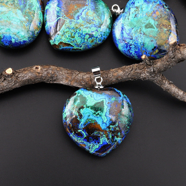 AAA Natural Shattuckite Heart Gemstone Pendant Malachite Chrysocolla Azurite From the Old Arizona Copper Mine A6