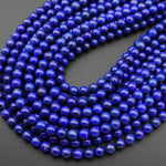 AAA+ Natural Blue Lapis 4mm 6mm 8mm Round Beads 15.5" Strand