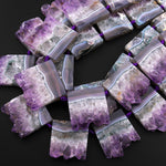 Rare Natural Purple Green Amethyst Slice Pendants Focal Beads Top Side Drilled Gemstone 15.5" Strand