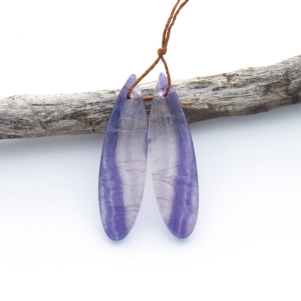 Natural Rainbow Fluorite Long Teardrop Earring Pair Drilled Gemstone Matched Beads OP2823