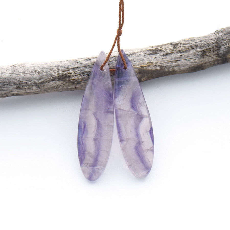 Natural Rainbow Fluorite Long Teardrop Earring Pair Drilled Gemstone Matched Beads OP2826