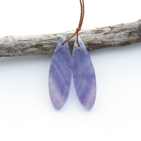 Natural Rainbow Fluorite Long Teardrop Earring Pair Drilled Gemstone Matched Beads OP2827