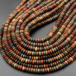 Natural Red Creek Jasper Smooth 6mm Thin Rondelle Saucer Beads Earthy Red Green Brown Aka Multicolor Picasso Jasper 15.5" Strand