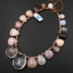 Natural Pink Phantom Quartz Teardrop Beads Side Drilled Pendants 15.5" Strand B7234