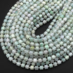 AAA Natural Light Green Burma Jade Smooth Short Tube Cylinder Beads 15.5" Strand