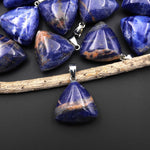 Natural Gemstone Puffy Triangle Pendant Sodalite