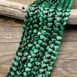 AAA Natural Green Malachite Smooth Heart Beads 10mm 12mm Gemstone From Congo 15.5" Strand