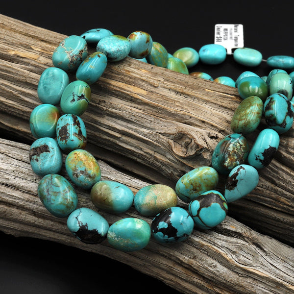 Natural Blue Turquoise Rounded Oval Rectangle 14mm Beads Genuine Real Turquoise Gemstone 15.5" Strand