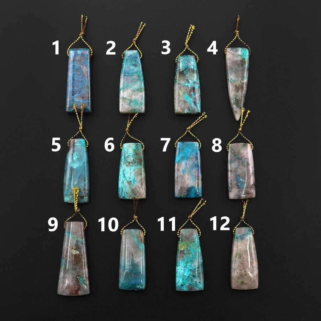 Natural Chrysocolla in Quartz Pendant from Arizona Side Drilled Focal Bead Stone