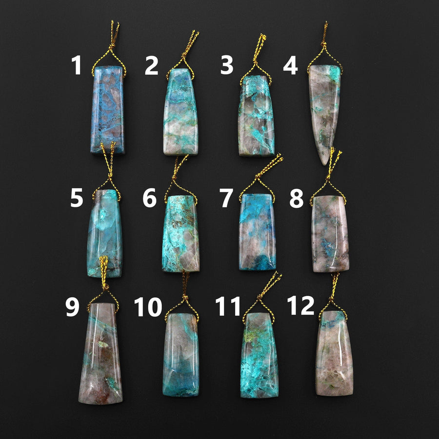 Natural Chrysocolla in Quartz Pendant from Arizona Side Drilled Focal Bead Stone