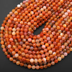 Faceted Natural Orange Botswana Agate Round Beads 6mm 15.5" Strand