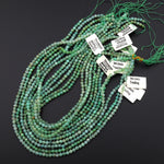 Natural Australian Green Chrysoprase 4mm Smooth Round Beads Translucent Gemstone w/ Dendritic Matrix 15.5" Strand