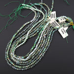 7 Strands Natural Australian Green Chrysoprase 4mm Smooth Round Beads Dendritic Matrix 15.5"