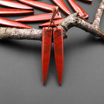 Natural African Bloodstone Matched Dagger Triangle Spike Earring Beads Drilled Gemstone Pair