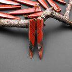 Natural African Bloodstone Matched Dagger Triangle Spike Earring Beads Drilled Gemstone Pair