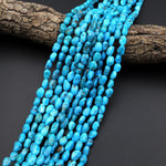 Genuine Real Natural Arizona Blue Turquoise Freeform Nugget Gemstone Beads 15.5" Strand