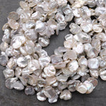 Natural White Keishi Pearl Drop Petal Top Side Drilled Real Genuine Natural Freshwater Pearl 15.5" Strand