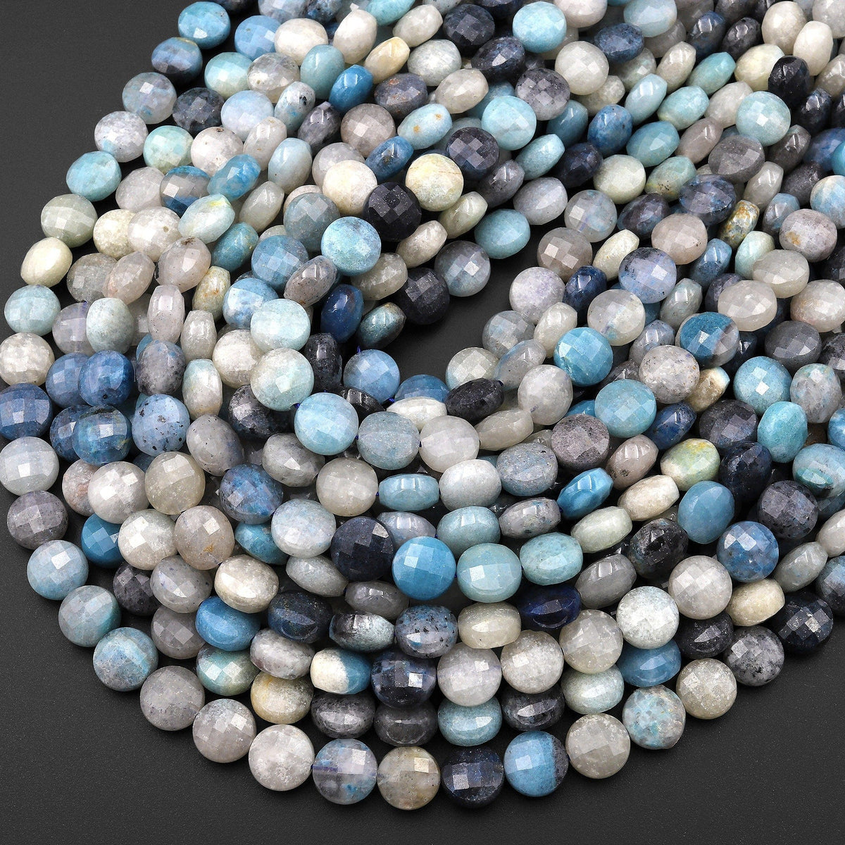 Natural Trolleite Faceted 8mm 10mm Coin Beads 8mm 10mm Blue Gemstone 1 ...