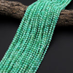 AAA Faceted Natural Green Chrysoprase Round 4mm Beads Diamond Cut Gemstone Beads 15.5" Strand