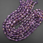 Natural Amethyst Faceted Freeform Oval Nugget 10x14mm Beads 15.5" Strand