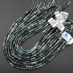 Natural Green Moss Agate Tube Cylinder Carved Bamboo Stem Shape 15.5" Strand