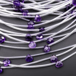 AAA Faceted Natural Purple Amethyst Teardrop Briolette Beads