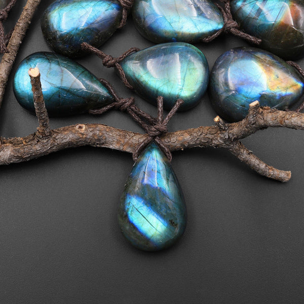 AAA Natural Rainbow Labradorite Teardrop Side Drilled Pendant A1
