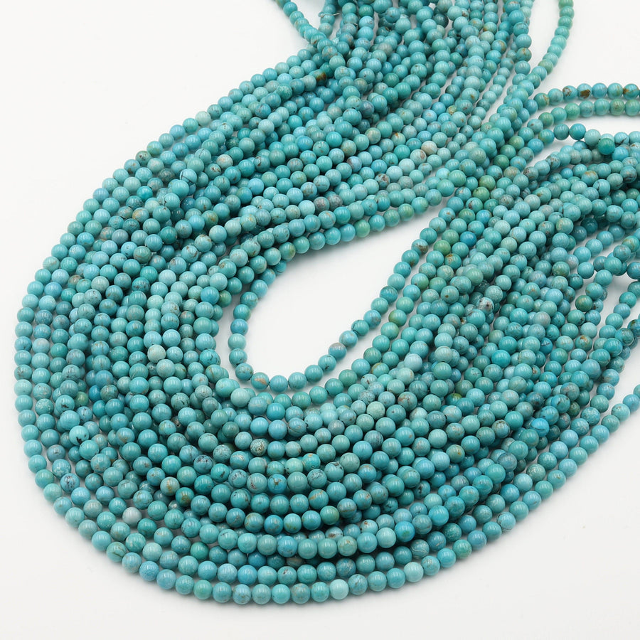 Natural Soft Blue Turquoise 4mm Round High Quality Real Genuine Turquoise Gemstone 15.5" Strand