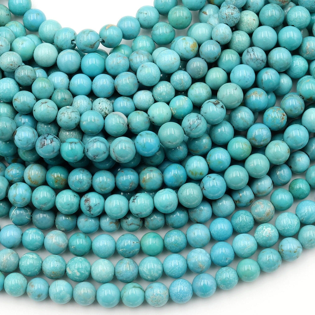 Natural Soft Blue Turquoise 4mm Round High Quality Real Genuine Turquoise Gemstone 15.5" Strand