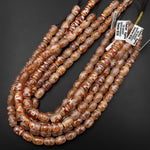 Tibetan Agate 14mm Barrel Beads Dzi Agate Golden Sandy Peach Mala Antique Boho Beads 15.5" Strand